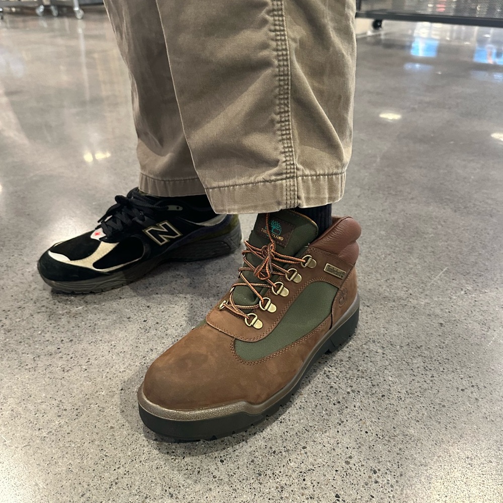 Timberland Brown and Green Rugged Hiking Boots